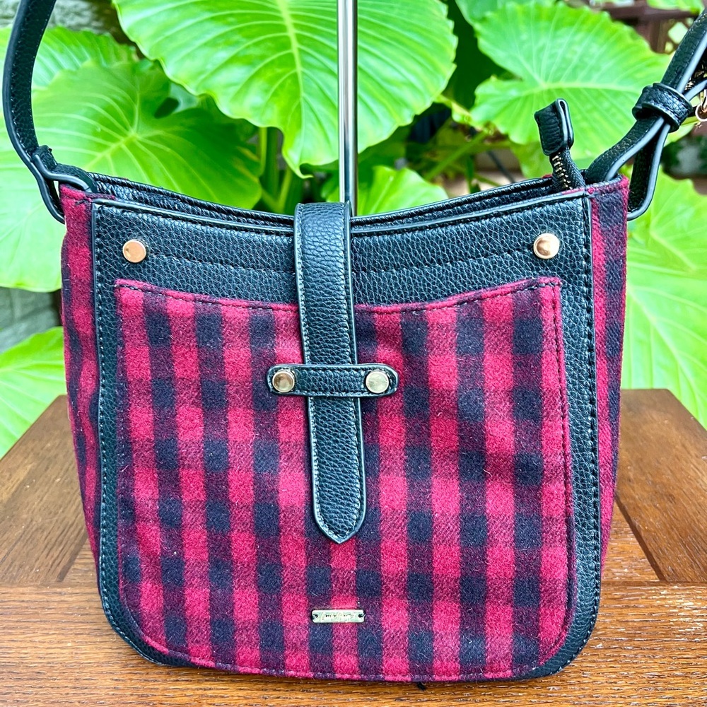 Charlie Paige Crossbody - Plaid, Red -EUC